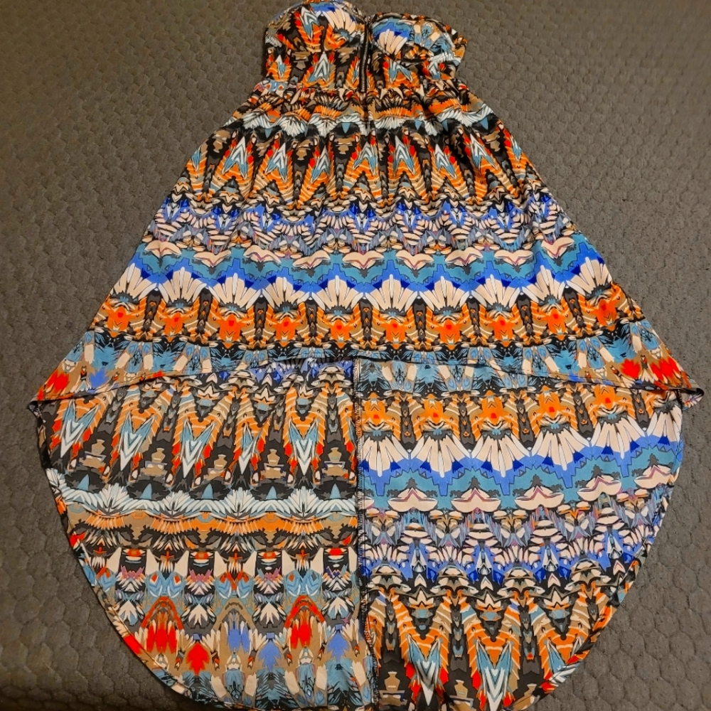 FINAL PRICE! Printed high low strapless dress